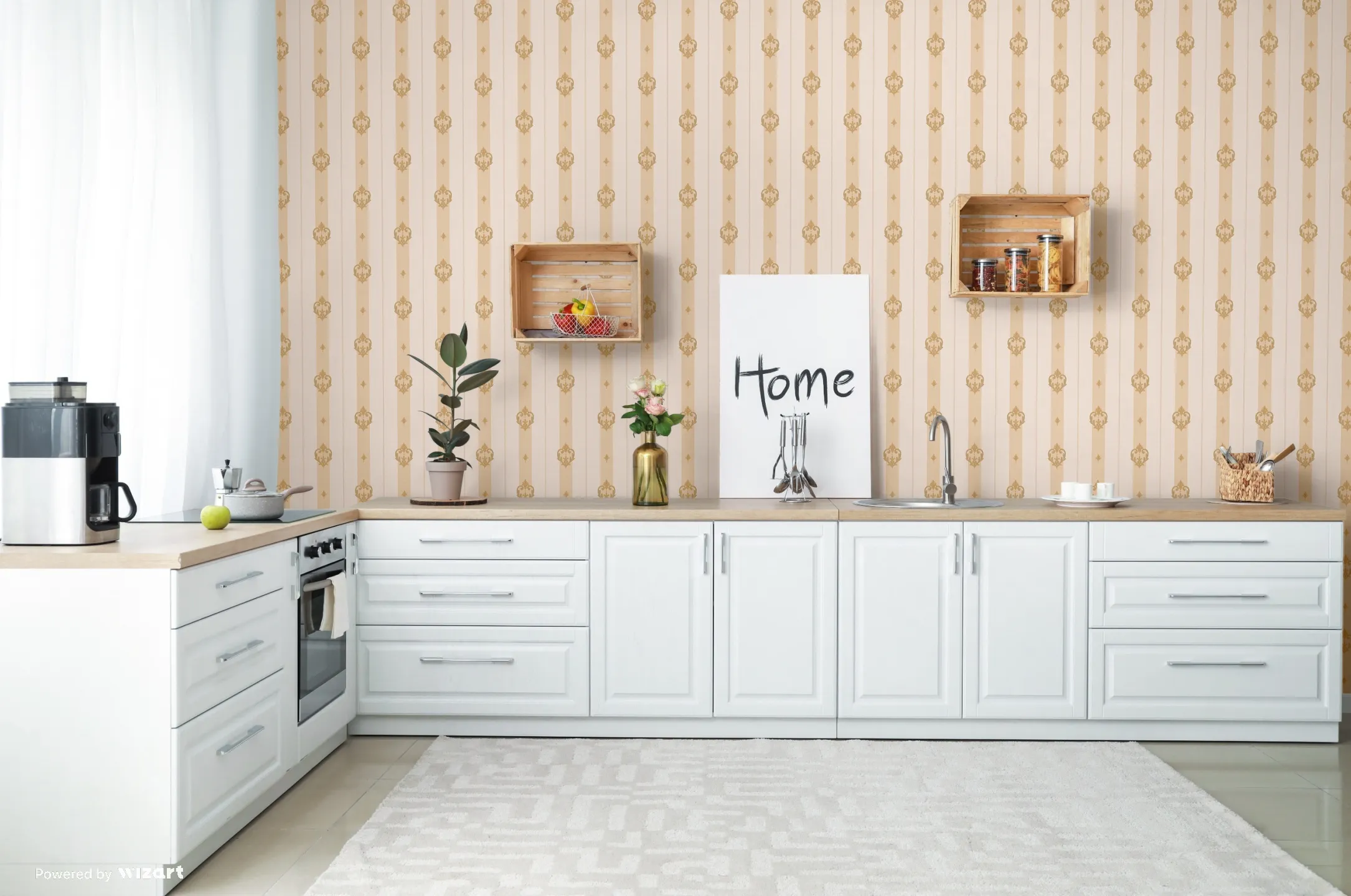 Beige Embossed Wallpaper – Regal Vintage (7804-1)